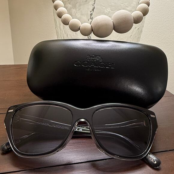 Coach Women's Fashion Black/Transparent Grey Sunglasses with Case - Picture 1 of 10